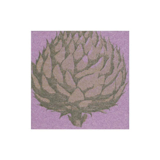 Caspari Etched Artichoke Paper Linen Cocktail Napkins in Purple - 15 Per Package 14311CG