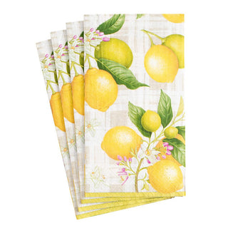 Caspari Citron Paper Guest Towel Napkins - 15 Per Package 14390G