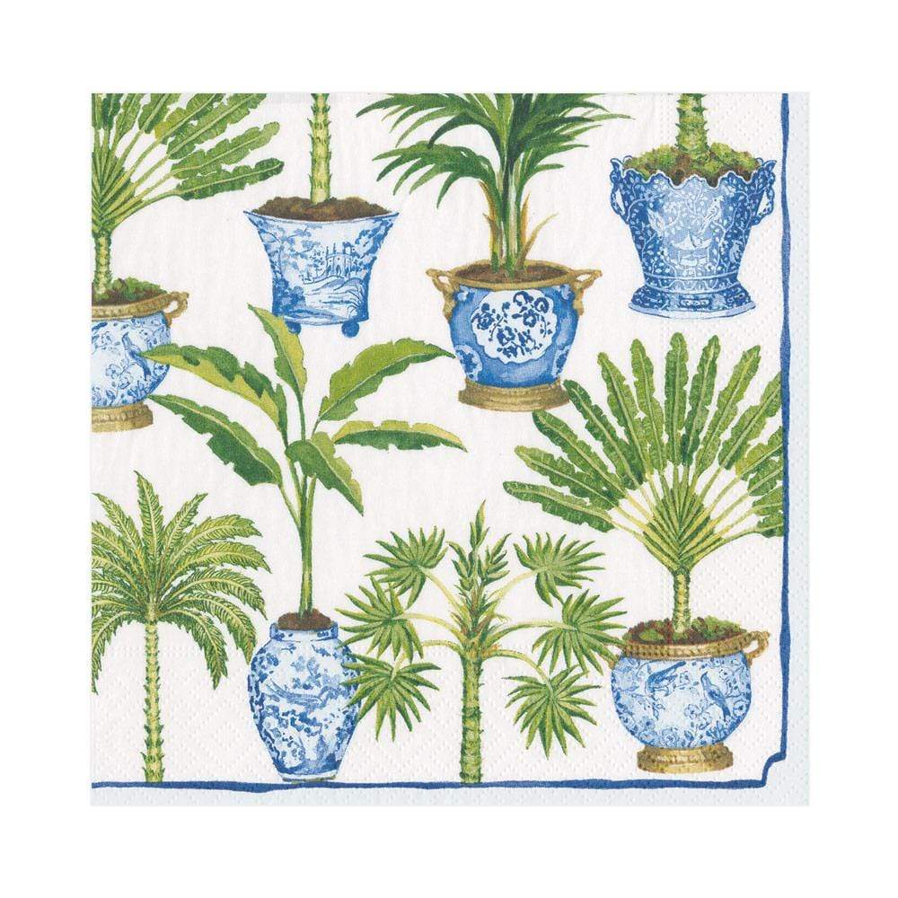 Caspari Potted Palms Paper Luncheon Napkins in White - 20 Per Package 14400L