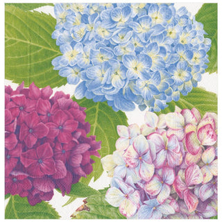 Caspari Hydrangea Garden Paper Dinner Napkins in Blue - 20 Per Package 14410D