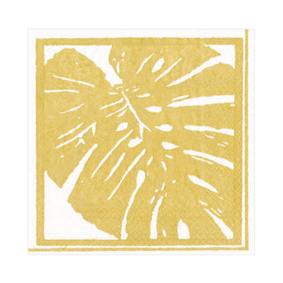 Caspari Palm Leaves Paper Luncheon Napkins in Gold - 20 Per Package 14501L