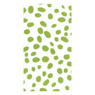 Caspari Spots Paper Linen Guest Towel Napkins in Green - 12 Per Package 14591GG