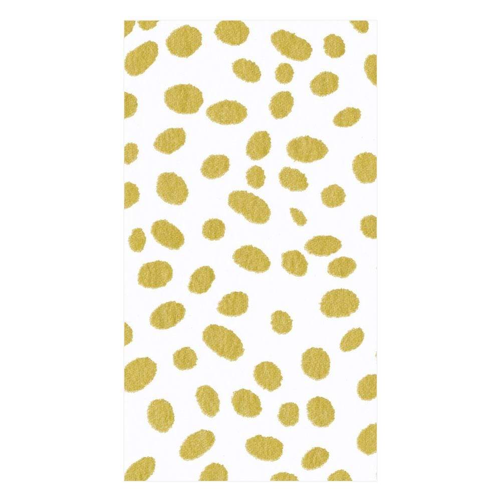 Caspari Spots Paper Linen Guest Towel Napkins in Gold - 12 Per Package 14592GG