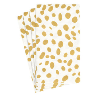 Caspari Spots Paper Linen Guest Towel Napkins in Gold - 12 Per Package 14592GG