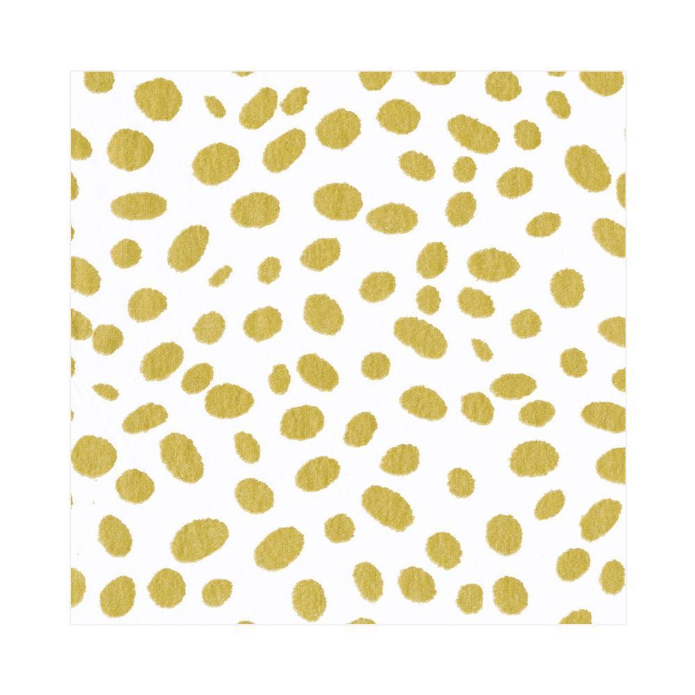 Caspari Spots Paper Linen Luncheon Napkins in Gold - 15 Per Package 14592LG