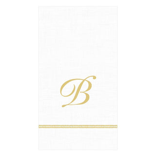 Caspari Hemstitch Script Single Initial Paper Guest Towel Napkins - 15 Per Package B 14600G.B