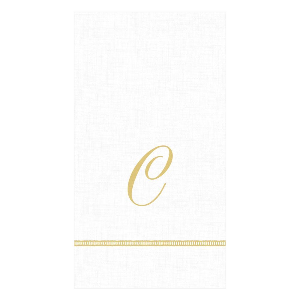 Caspari Hemstitch Script Single Initial Paper Guest Towel Napkins - 15 Per Package C 14600G.C