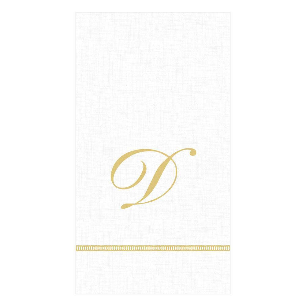 Caspari Hemstitch Script Single Initial Paper Guest Towel Napkins - 15 Per Package D 14600G.D