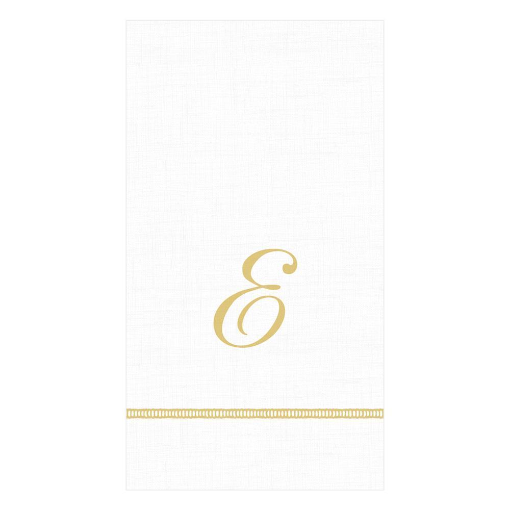 Caspari Hemstitch Script Single Initial Paper Guest Towel Napkins - 15 Per Package E 14600G.E