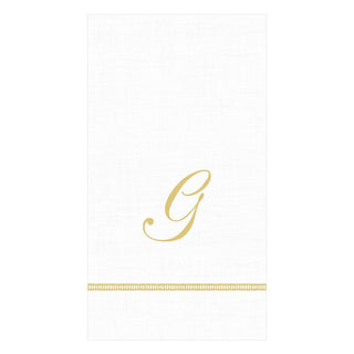 Caspari Hemstitch Script Single Initial Paper Guest Towel Napkins - 15 Per Package G 14600G.G