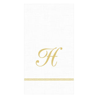 Caspari Hemstitch Script Single Initial Paper Guest Towel Napkins - 15 Per Package H 14600G.H