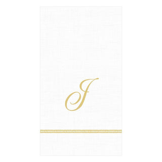 Caspari Hemstitch Script Single Initial Paper Guest Towel Napkins - 15 Per Package J 14600G.J