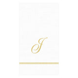 Caspari Hemstitch Script Single Initial Paper Guest Towel Napkins - 15 Per Package J 14600G.J