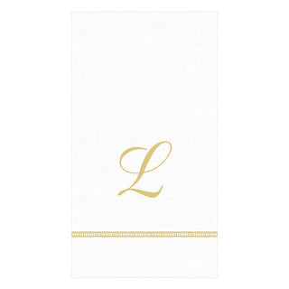 Caspari Hemstitch Script Single Initial Paper Guest Towel Napkins - 15 Per Package L 14600G.L
