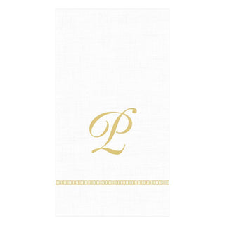 Caspari Hemstitch Script Single Initial Paper Guest Towel Napkins - 15 Per Package P 14600G.P
