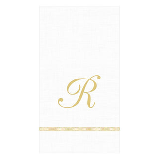 Caspari Hemstitch Script Single Initial Paper Guest Towel Napkins - 15 Per Package R 14600G.R