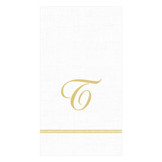 Caspari Hemstitch Script Single Initial Paper Guest Towel Napkins - 15 Per Package T 14600G.T