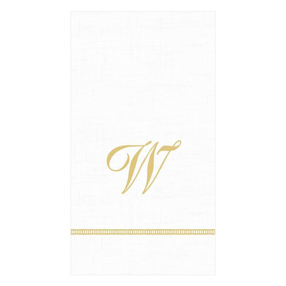 Caspari Hemstitch Script Single Initial Paper Guest Towel Napkins - 15 Per Package W 14600G.W