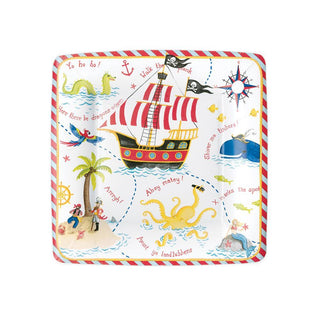 Caspari Yo Ho Ho! Square Paper Salad & Dessert Plates - 8 Per Package 14640SP