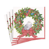 Caspari Snowy Owl Wreath Paper Luncheon Napkins - 20 Per Package 14700L