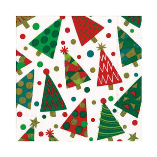 Caspari Christmas Party Trees Paper Luncheon Napkins - 20 Per Package 14760L