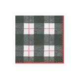 Caspari Plaid Check Paper Linen Cocktail Napkins in Black - 15 Per Package 14802CG