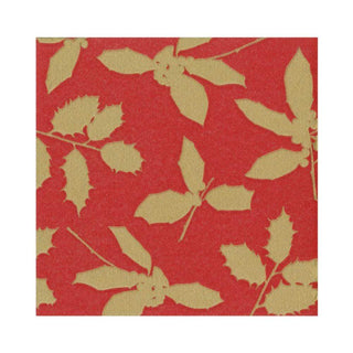 Caspari Holly Silhouettes Paper Linen Luncheon Napkins in Red - 15 Per Package 14811LG