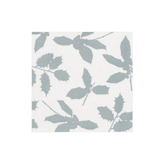 Caspari Holly Silhouettes Paper Cocktail Napkins in Ivory & Silver - 20 Per Package 14812C