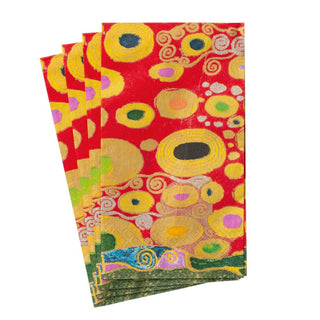 Caspari Viennese Nouveau Paper Guest Towel Napkins in Red - 15 Per Package 14940G