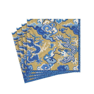 Caspari Imperial Silk Paper Cocktail Napkins in Gold - 20 Per Package 15021C