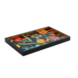Caspari Redoute Floral Lacquer Vanity Tray in Black - 1 Each 15101LQSMREC