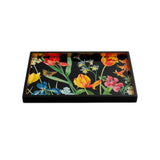 Caspari Redoute Floral Lacquer Vanity Tray in Black - 1 Each 15101LQSMREC
