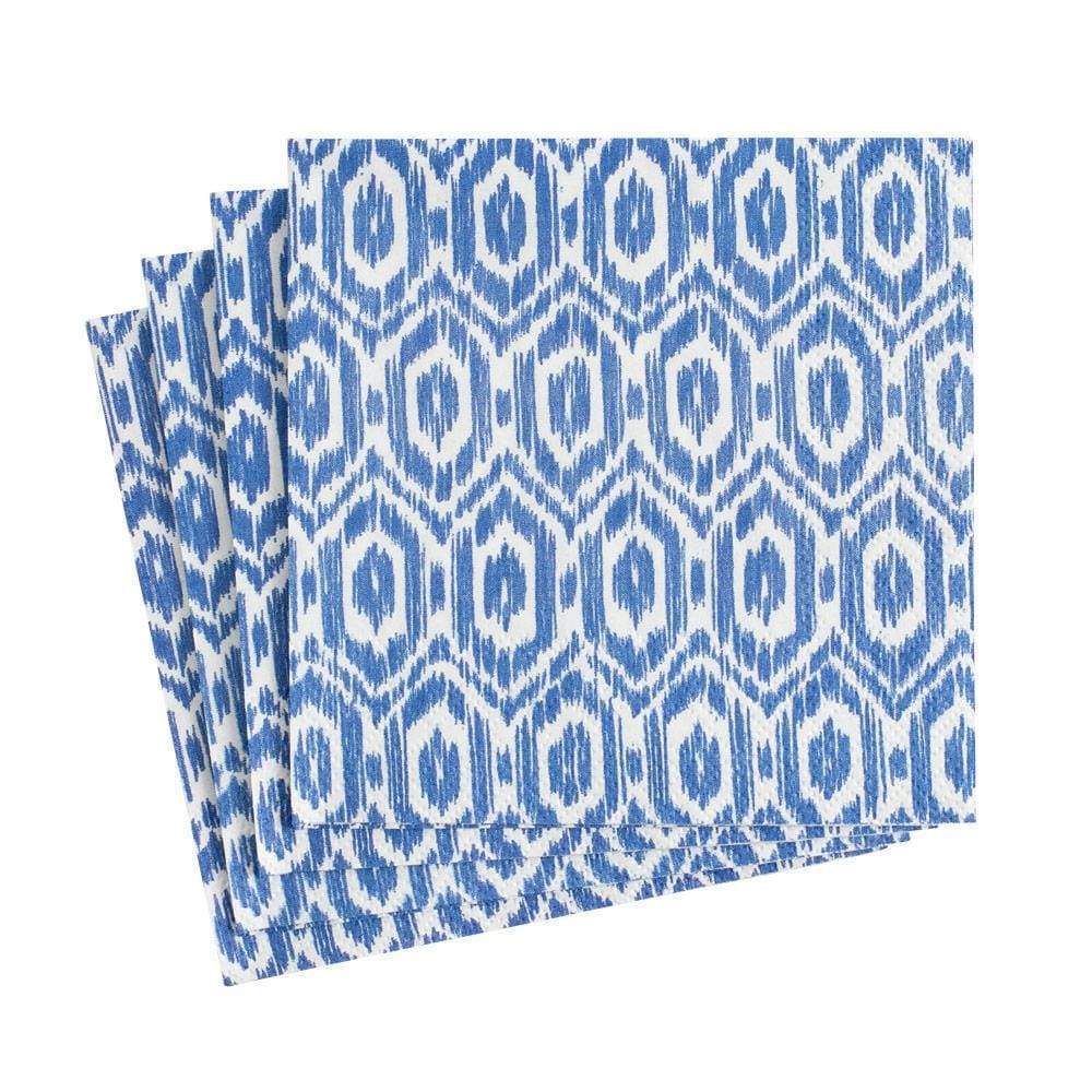 Caspari Amala Ikat Paper Cocktail Napkins in Blue - 20 Per Package 15233C