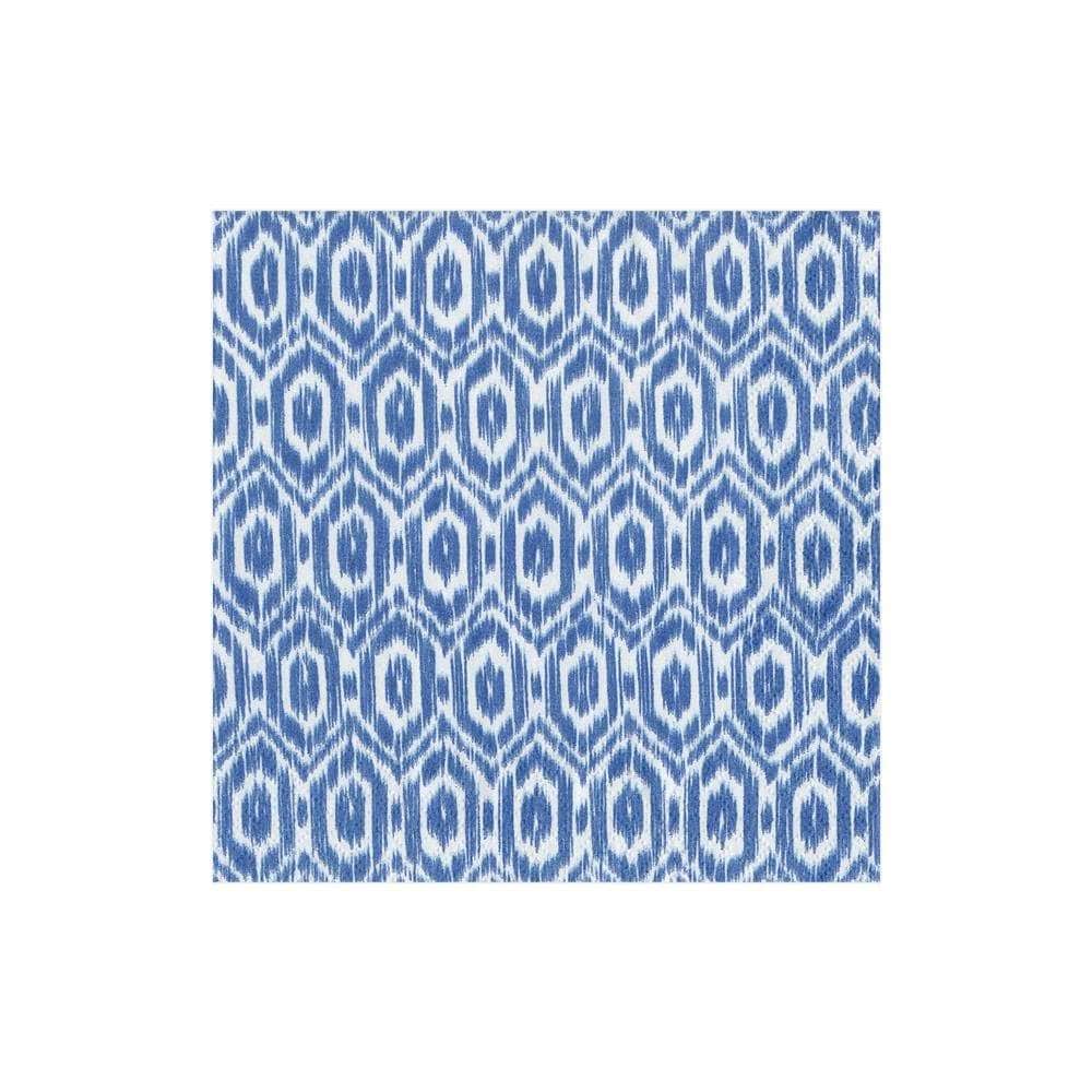 Caspari Amala Ikat Paper Cocktail Napkins in Blue - 20 Per Package 15233C