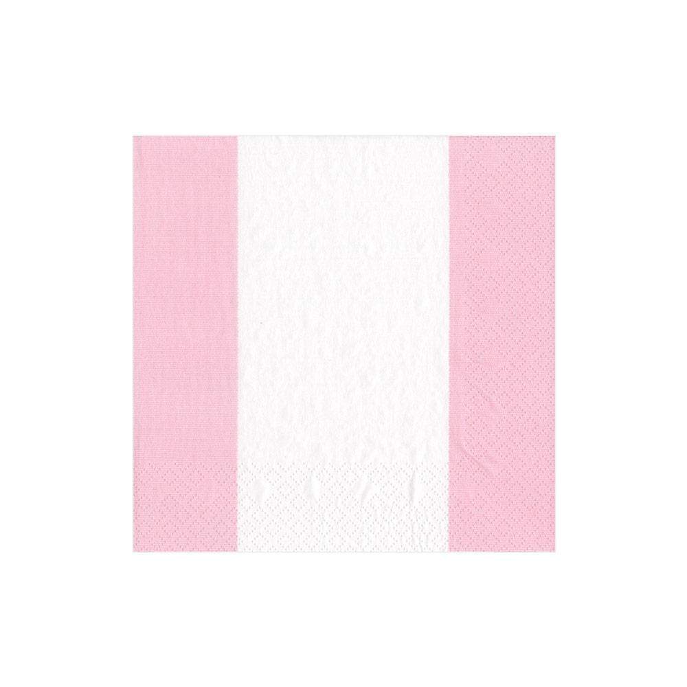 Caspari Bandol Stripe Paper Cocktail Napkins in Petal Pink - 20 Per Package 15351C