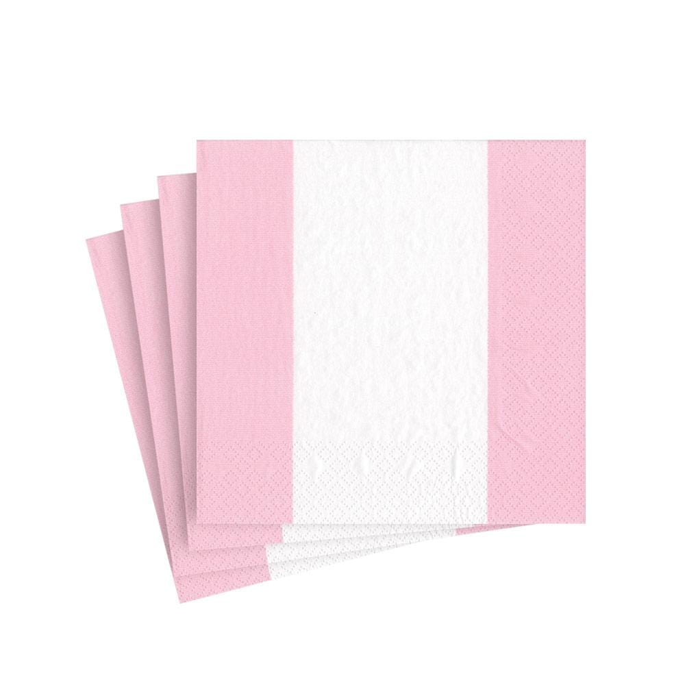 Caspari Bandol Stripe Paper Cocktail Napkins in Petal Pink - 20 Per Package 15351C