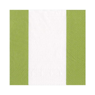 Caspari Bandol Stripe Paper Luncheon Napkins in Moss Green - 20 Per Package 15353L