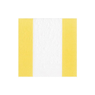 Caspari Bandol Stripe Boxed Paper Cocktail Napkins in Yellow - 40 Per Box 15356B