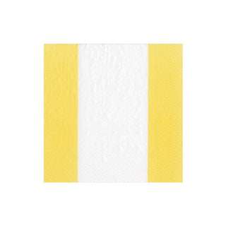 Caspari Bandol Stripe Paper Cocktail Napkins in Yellow - 20 Per Package 15356C