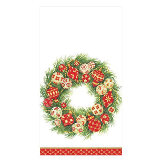 Caspari Ornament Wreath Paper Guest Towel Napkins - 15 Per Package 15390G