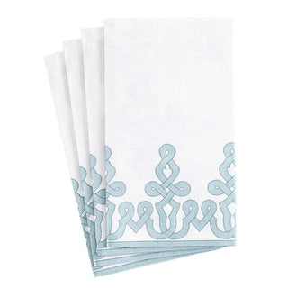 Caspari Dessin Passementerie Paper Linen Guest Towel Napkins in Stone Blue - 12 Per Package 15643GG