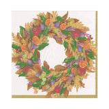 Caspari Autumn Wreath Paper Luncheon Napkins in Ivory - 20 Per Package 15660L