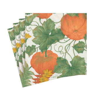 Caspari Heirloom Pumpkins Paper Luncheon Napkins in Ivory & Orange - 20 Per Package 15670L