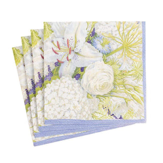 Caspari White Blooms Boxed Paper Cocktail Napkins - 40 Per Box 15730B