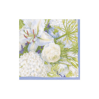 Caspari White Blooms Boxed Paper Cocktail Napkins - 40 Per Box 15730B