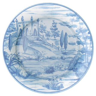 Caspari Tuscan Toile Paper Dinner Plates in Blue - 8 Per Package 15770DP