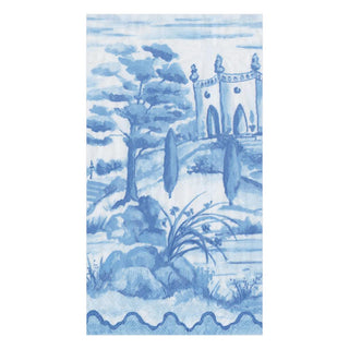 Caspari Tuscan Toile Paper Guest Towel Napkins in Blue - 15 Per Package 15770G