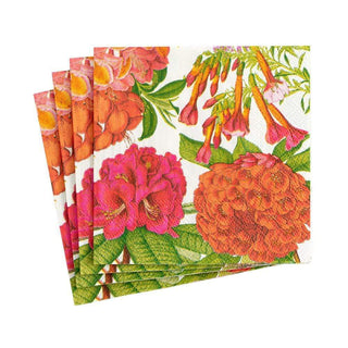 Caspari Jefferson's Garden Study Boxed Paper Cocktail Napkins in White - 40 Per Box 15790B