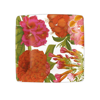 Caspari Jefferson's Garden Study Square Paper Salad & Dessert Plates in White - 8 Per Package 15790SP