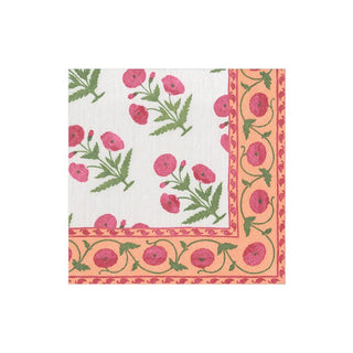 Caspari Indian Poppy Boxed Paper Cocktail Napkins in Fuchsia - 40 Per Box 15811B